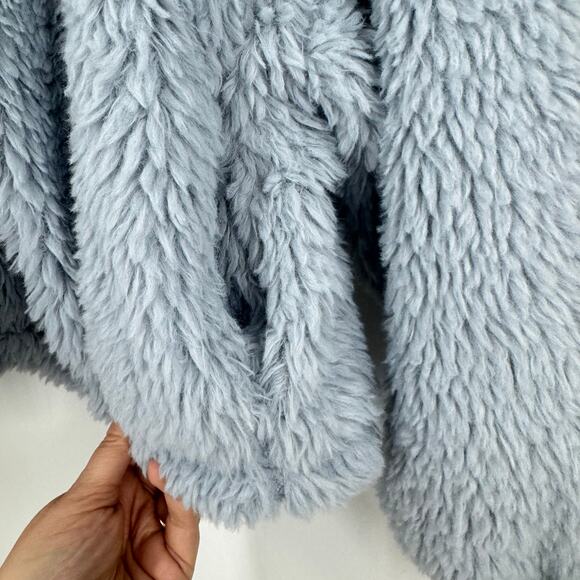 BDG UO Jacket M Oversized Baby Blue Fuzzy Teddy Cropped Full Zip Hooded Workout - Picture 5 of 8